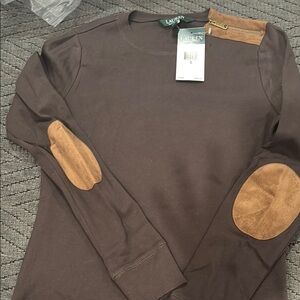 Lauren Brown Long Sleeve Shirt with Tan Elbow Patches